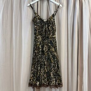 Cache Leopard Print Spaghetti Strap Dress